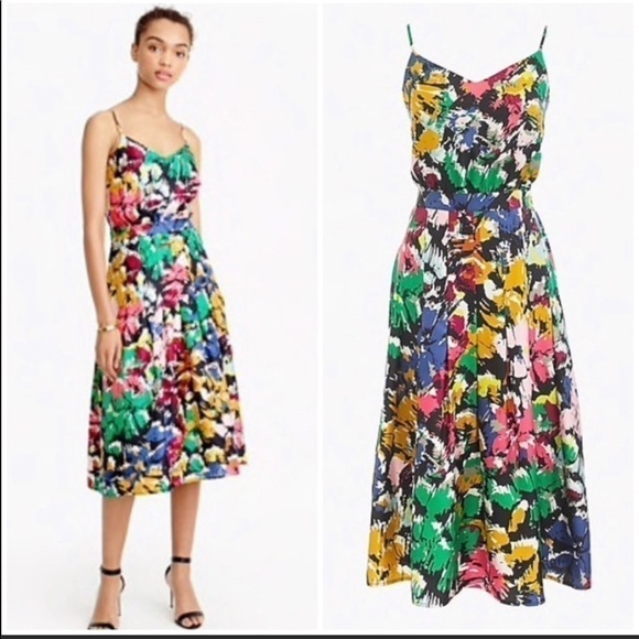 jcrew Silk Floral brushstroke Dress - Picture 2 of 13